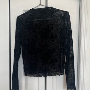 Amazon Black Floral Sheer Blouse